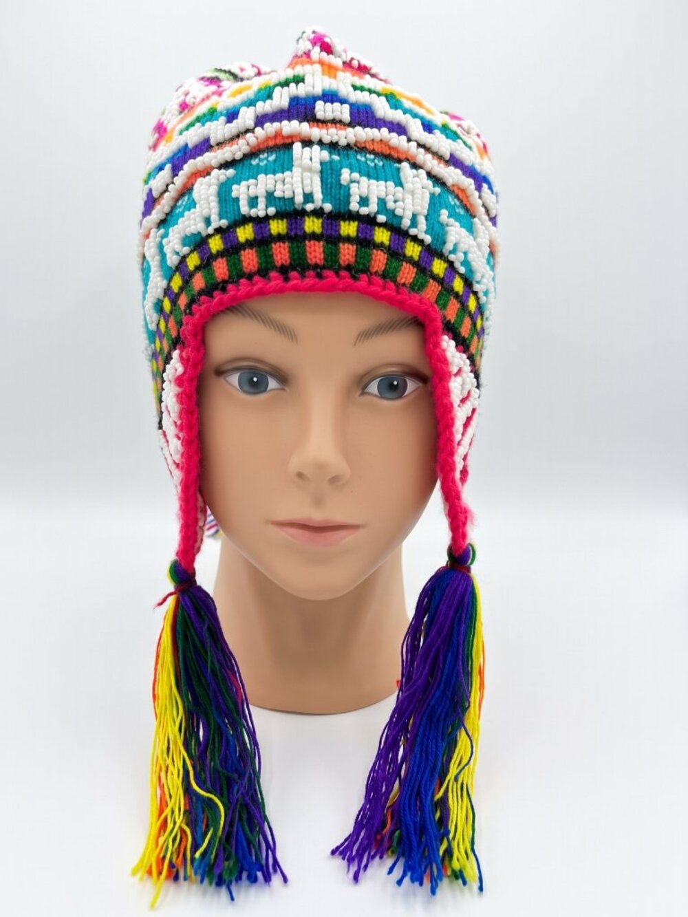 Traditional Andean Chullo with Seed Beads and Ancestral Motifs